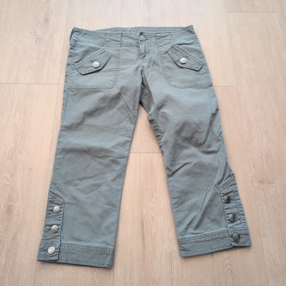Y2K LEI Women Olive Green Crop Cargo Pants Utility Capris Size 5